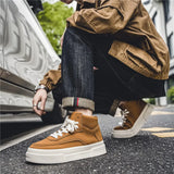 Wexleyjesus Hot Sale Khaki Men's Vulcanize Shoes Breathable Men High Top Skateboarding Shoes Platform Casual Canvas Sneakers Men Espadrilles