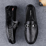 Wexleyjesus Mens Casual Leather Shoes Handmade Slip on Loafers Elegantes Moccasins Breathable Male Driving Shoes Formal Dress Walking Shoes