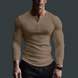 Wexleyjesus New Long Sleeve polyester T-shirt Mens Breathable Thin Fabric Casual T-shirt Spring autum Henry-Neck Basic Tee Tops Man