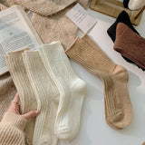 Wexleyjesus 3 Pairs/Lot New Cashmere Wool Socks Women's Winter Thicken Warm Black White Pack Set Thermal Japanese Fashion Solid Color