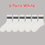 Wexleyjesus 6/12 Pairs New Fashion High Quality Men's Cotton Socks Breathable Round Neck Socks Mid Tube Socks Simple Women's Striped Socks