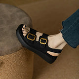 Wexleyjesus Brand Design Summer Open Toe Platform Roman Chunky Heel Punk Leisure women Sandals Casual Buckle Black Trendy Shoes Woman