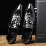 Wexleyjesus Man Shoes Crocodile Grain Leather Dress Business Office Slip-on Mens Wedding Party Loafers Men's Casual Buckle Flats