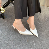 Wexleyjesus Pointed Toe Women Slides Slippers Outside Mules Shoes Black Gold Silver White Thin High Heels Summer Outside Mules Shoes Office