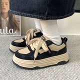 Wexleyjesus Brown Platform Sneakers Women's Sports Shoes Tennis Female Flats Vintage Vulcanize Harajuku Skateboard Spring Summer 2024