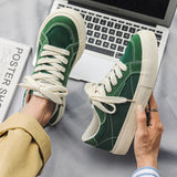 Wexleyjesus Harajuku style Green Men Canvas Shoes Designer Skateboard Flats Sneakers Man Breathable Vulcanized Shoes Men Low Casual Shoes