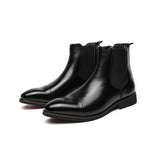 Wexleyjesus Chelsea Boots for Men Red Sole Pu Ankle Business Round Toe Slip-On Mens Boots Size 38-46 Men Shoes