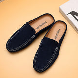 Wexleyjesus Solid Colors Half Shoes for Men Breathable Leather Shoes Simple Fashion Mens Mules Comfy Casual Shoes Elegantes Walking Shoes