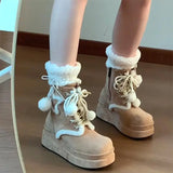 Wexleyjesus Shoes Boots Women New 2024 Australia Winter Footwear Lolita Snow Ladies Mid-Calf Retro Shoes Boots Women New 2024 Australia Wint