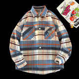 Wexleyjesus Fashion Spring Plaid Long Sleeve Shirt Jacket Turn Down Collar Shirt Retro Youth Casual Men Women Shirt Coat Men Clothing