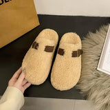 Wexleyjesus Shoes Woman 2024 Female Slippers Cover Toe Platform Loafers Low New Flat PU Retro Fabric Slides House Slippers Platform Female