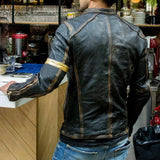 Wexleyjesus Autumn Motorcycle Leather Jacket Men Street Fashion Bomber Jackets Casual Stand Collar Coat Mens Retro Pu Biker Outwear 5Xl