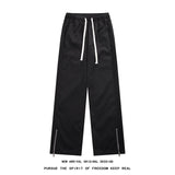 Wexleyjesus Fashion Side Zipper Casual Waterproof Pants Gray/Black Men Spring New Streetwear Loose Straight Pant Mens Elastic Waist Trousers