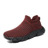 Wexleyjesus Fashion Red Breathable Slip On Sneakers Men Espadrilles Ultralight Non Slip Comfort Men Socks Shoes Knitting Mesh Socks Sneakers