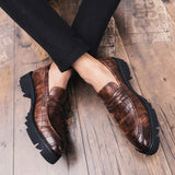 Wexleyjesus Men Leather Shoes outdoor Casual Formal Business Men's Shoes fashion Black Retro shoes Slip-On Mens Loafers Zapatos Hombre