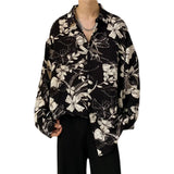 Wexleyjesus Summer Floral Shirt Men Fashion Printed Casual Ice Silk Shirt Men Streetwear Loose Long Sleeved Shirt Mens Hawaiian Shirts M-3XL