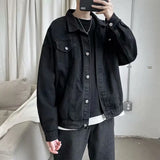 Wexleyjesus Black Denim Short Jacket Men Turn Down Collar Bomber Jacket Jeans Coats Casual Pockets Overalls Streetwear Man Clothing Outwear