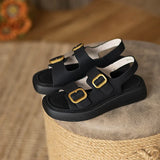 Wexleyjesus Brand Design Summer Open Toe Platform Roman Chunky Heel Punk Leisure women Sandals Casual Buckle Black Trendy Shoes Woman