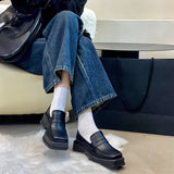 wexleyjesus  Bf Style Square Toe Loafers Women  Spring Patent Leather Platform Pumps Woman Slip On Thick Heels Oxford Shoes Jk Shoes