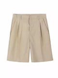 Wexleyjesus Korean Fashion Khaki Suit Ice Silk Shorts Men's Summer New High-end Casual Five Quarter Pants Male Clothing