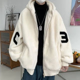 Wexleyjesus Winter Cotton Lamb Wool Hooded Coat Plus Velvet Loose Couple Warm Thickened Casual High Street Overcoat Jackets Male Clothes