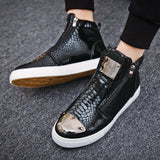 Wexleyjesus Black Leather Designer Sneakers Men Superstar Shoes Casual High top Trainer Mens Vulcanized Sneakers Zip Street Hip Hop Shoes