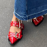 wexleyjesus  Mary Jane Shoes For Women Pointed Toe Buckle Strap Slip On Slingback Pumps Spring Fashion Y2k Comfortable Low Heel