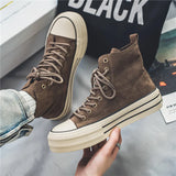 Wexleyjesus Hot sale Brown Men's Canvas Shoes Fashion Espadrilles Man High top Sneakers Platform Vulcanized Shoes Men Casual Board Shoes