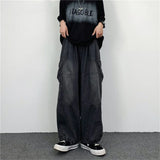 Wexleyjesus Baggy Jeans big pocket Trousers Male Denim cargo Pants Wide Leg Pant Men's Jeans Loose Casual Streetwear Hip Hop Harajuku