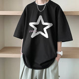 Wexleyjesus Little Star Printed Men's T Shirt Summer Fashion Casual Short Sleeve Tee Tops Mens Cotton Linen Oversized Hip-Hop T-shirt 5XL