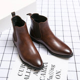 Wexleyjesus New Chelsea Boots Men Shoes PU Brown Fashion Versatile Business Casual British Style Street Party Wear Classic Ankle Boots