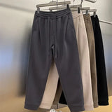 Wexleyjesus Autumn New Solid Color Simple Casual Pants Men's Trendy Fashion Versatile Loose Sports Pants Male Clothing