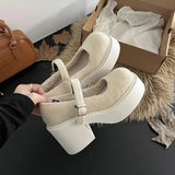 Wexleyjesus Women Shoes Autumn Elegant All-Match Clogs Platform Female Footwear Round Toe Fall New Comfortable Creepers Winter Dress High