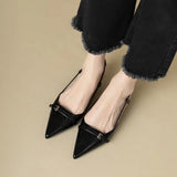 Wexleyjesus New Summer Women's Dress Shoes Pointed Toe Sandals Buckle Slingbacks Mid Heels Pumps Patent Leather Slip on