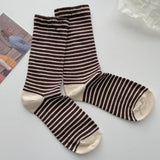 Wexleyjesus Retro Striped Socks Children's Women Medium Tube Socks Spring and Autumn Cotton Stockings Korean Stockings Japanese Socken