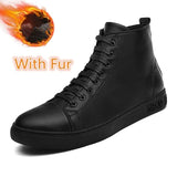 Wexleyjesus New Autumn Winter Men's Shoes Genuine Leather High-top Male Sneakers New Design Casual Leather Boots Classic All-match Man Flats