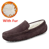 Wexleyjesus New Fashion Casual Suede Shoes Men Loafers with Fur Men High Quality Moccasins Slip on Breathable Driving Loafers Big Size 38-47