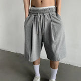 Wexleyjesus Summer High-waisted Large-size Sports Shorts Men Solid Handsome Sports Loose Casual Wide-leg Five-point Pants Male Clothes