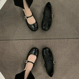 Wexleyjesus Designer Mary Jane Shoes Women's Square Toe Leather Shoes Fashion Casual Slip On Shoes Ladies Elegant Street Style Flats