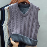 Wexleyjesus Fashionable Autumn and Winter Thick and Fluffy Vest Men's Warm Sweater Sleeveless Knitted Yarn Top Male Clothing