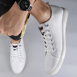 Wexleyjesus New Men's Leather Small White Shoes Men Spring Summer Casual Shoes High-end Lightweight Fashionable Shoes