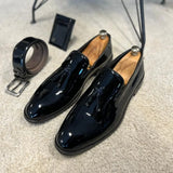 Wexleyjesus New Black Loafers for Men Patent Leather Tassels Wedding Business Men's Formal Shoes Size 38-45 Free Shipping men shoes