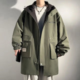 Wexleyjesus Korean Fashion Mid Length Hooded Workwear Jacket Men's Autumn and Winter Plus Plush Thick Parkas Male Clothing