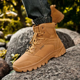 Wexleyjesus Winter Boots Men's Outdoor Hiking Shoes Suede High Top Hiking Men's Shoes Platform Boots Work Ankle Boots Desert Training Shoes