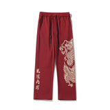 Wexleyjesus Spring New Sweat Pants Men Women Dragon Printed Trousers Red/Black Drawstring Pants Streetwear Casual Sweatpant M-5XL