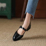 Wexleyjesus 2024 Fashion Women Shoes Genuine Leather High Heels Pumps for Women Med Heels Mary Jane Shoes Black Shoes Heels for Women