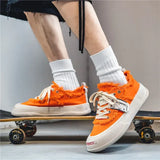 Wexleyjesus Orange Canvas Shoes Men Casual Platform Shoes Designer Mens Canvas Sneakers Street Vulcanized Shoes Men Zapatillas Hombre Male