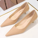 Wexleyjesus Fashion All-match 4.5cm High Heels Patent Leather Pumps Lady Shallow Pointed Toe Side Hollow Kitten Low Heels Nude Event Shoes