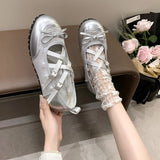 Wexleyjesus  - Fashion Ballet Shoes Women's 2024 Spring New Niche Personality Versatile Fashion Single Shoes Puff  Lace-up Dance  Flat Shoes