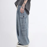 Wexleyjesus Baggy Cargo Jeans Men Oversize Wide Leg Denim Trousers Male Cargo Pants Japanese Casual Loose Streetwear Hip Hop